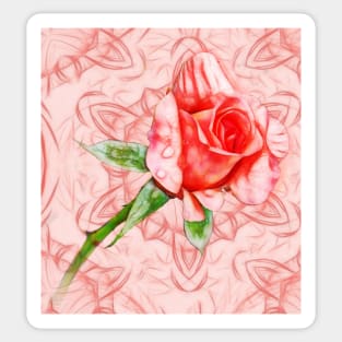 Pink rose on elegant kaleidoscope Sticker